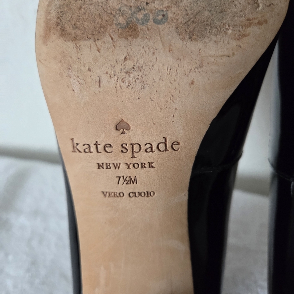 Kate Spade Charlize Glitter Heel Pumps Women's Size 7.5 Patent Leather Black - Picture 14 of 15